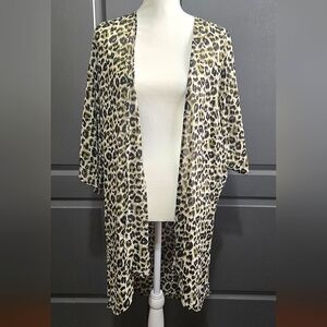 Midi Olive Green and Black Animal Print Kimono